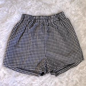 Black and white gingham print high waisted shorts